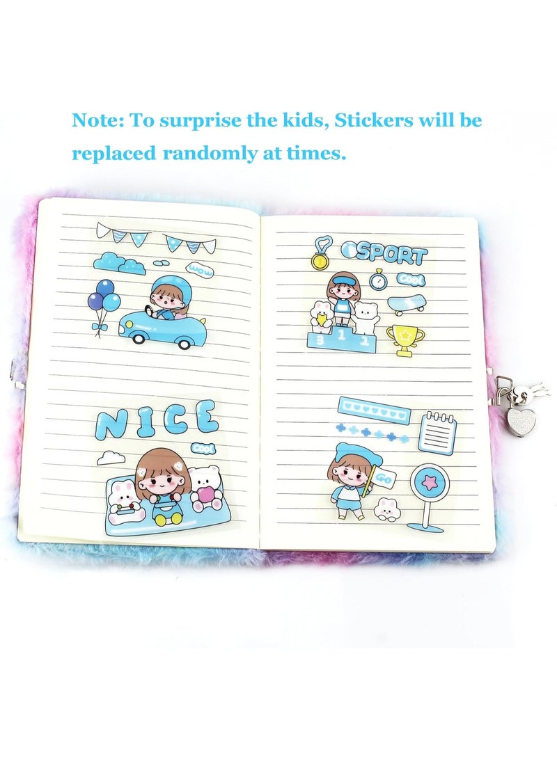 YelaJoy Fuzzy Bear Diary Notebook, Diary with Lock and Tie-Dye, Secret Lock Diary for Writing and Drawing, Hardcover Fluffy Bear Secret Diary for Kids - Image 5